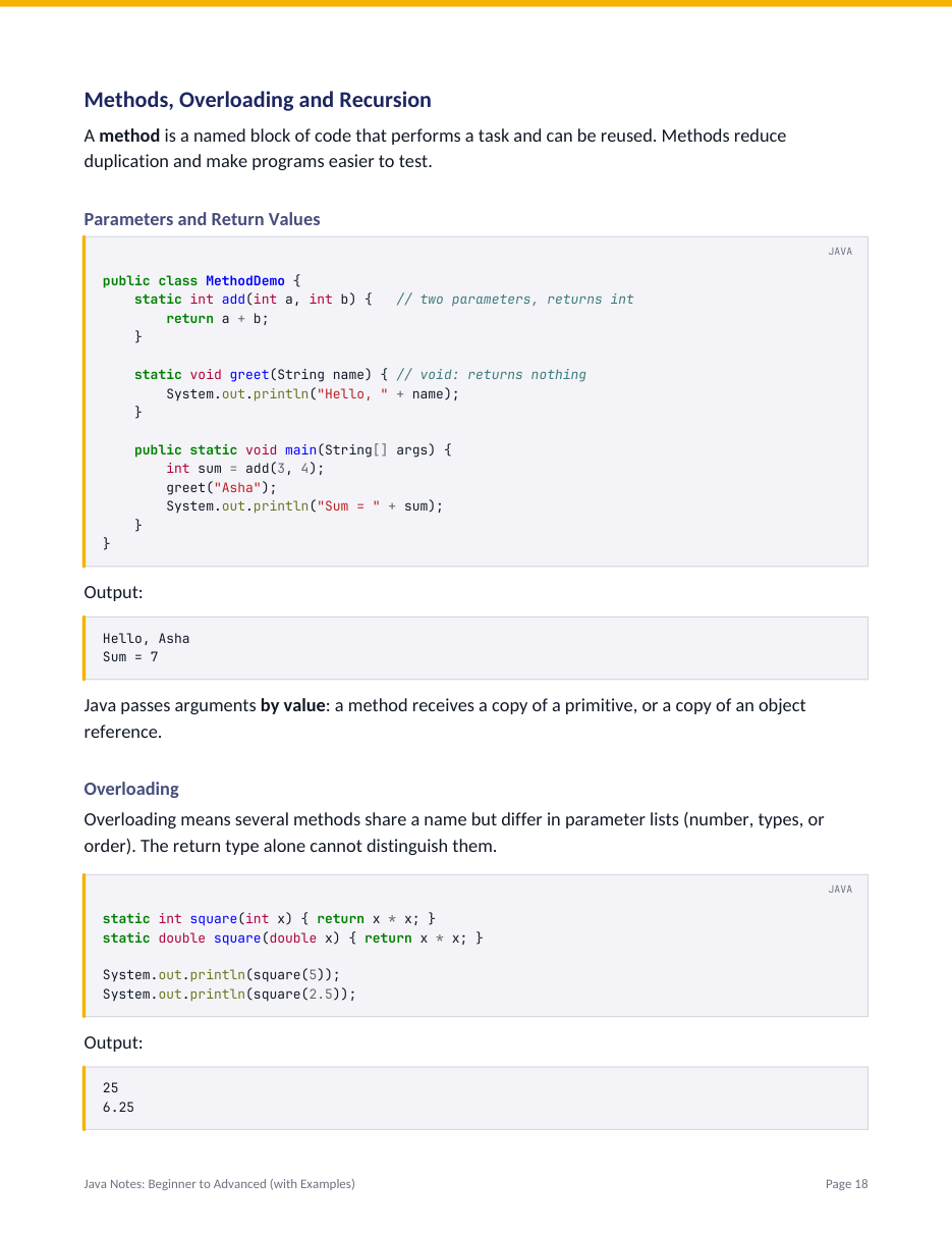 Java Notes: Beginner to Advanced (with Examples) — page 18