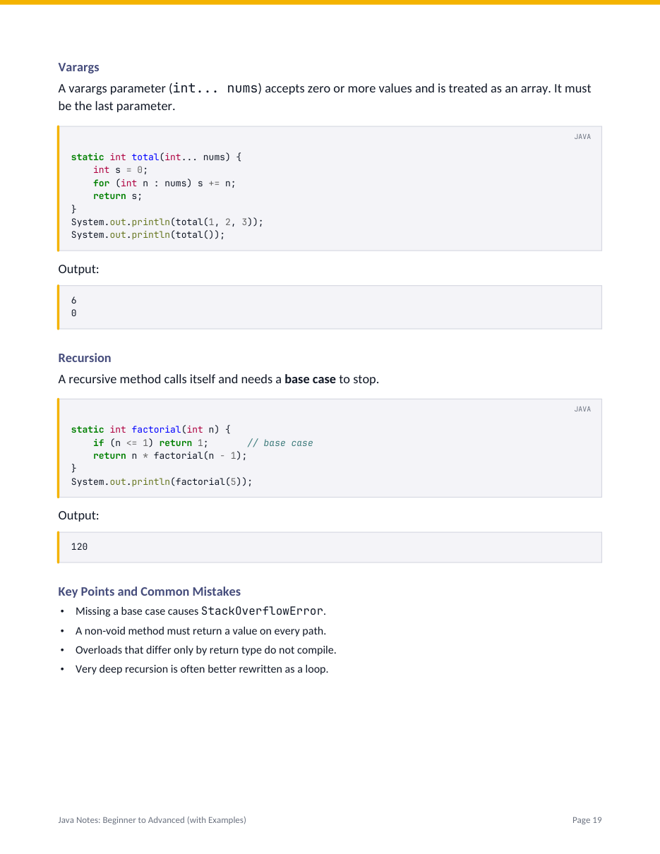 Java Notes: Beginner to Advanced (with Examples) — page 19