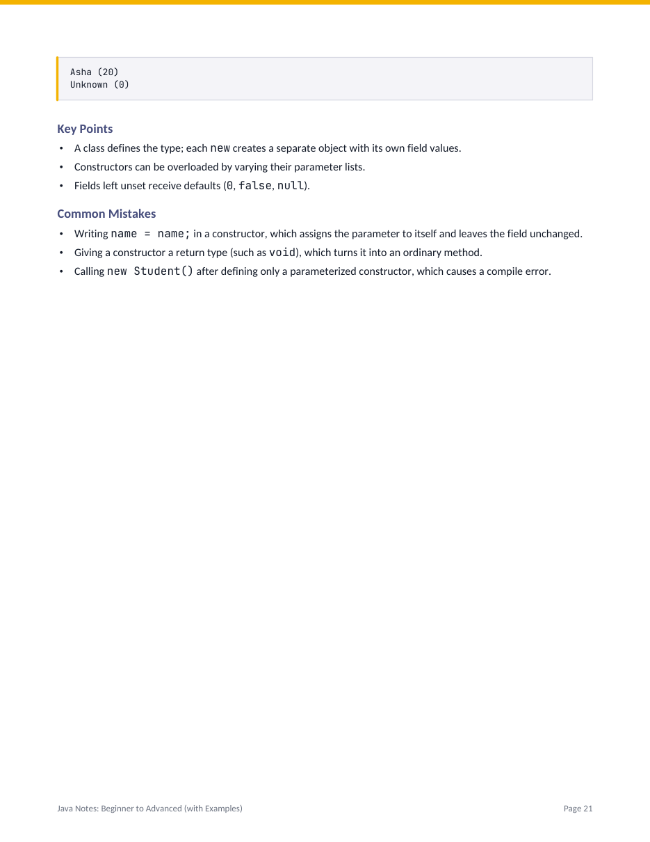 Java Notes: Beginner to Advanced (with Examples) — page 21
