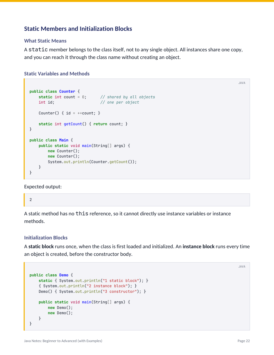 Java Notes: Beginner to Advanced (with Examples) — page 22