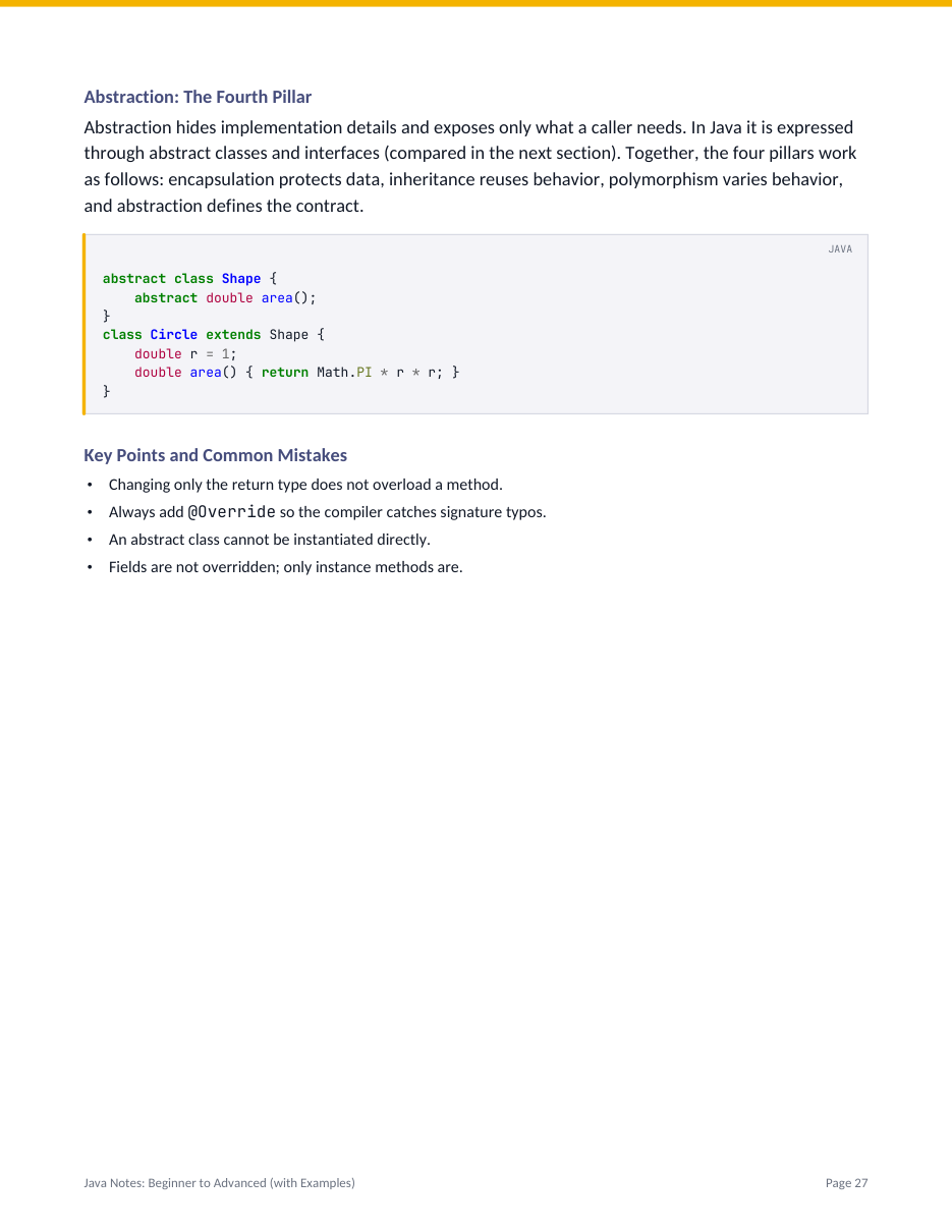 Java Notes: Beginner to Advanced (with Examples) — page 27