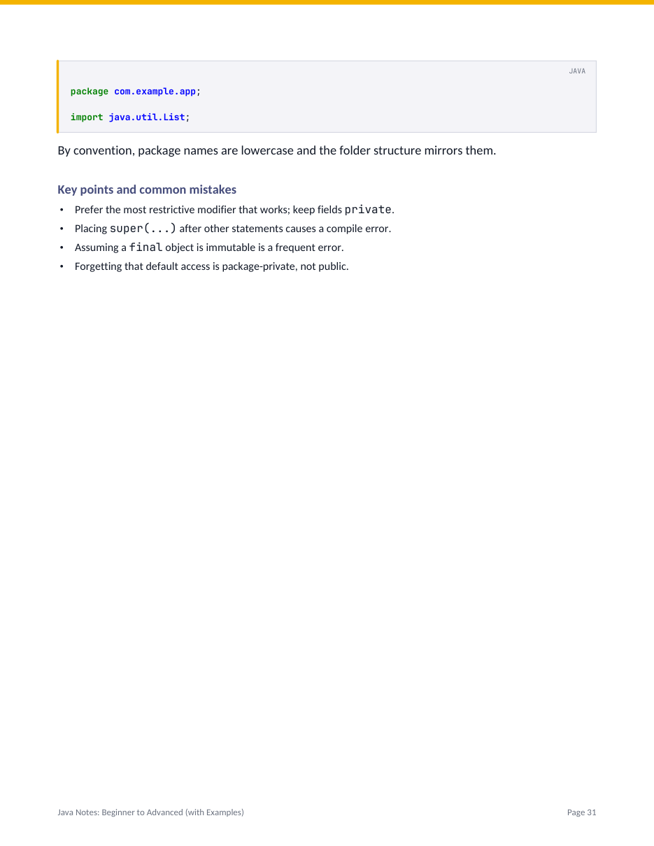 Java Notes: Beginner to Advanced (with Examples) — page 31