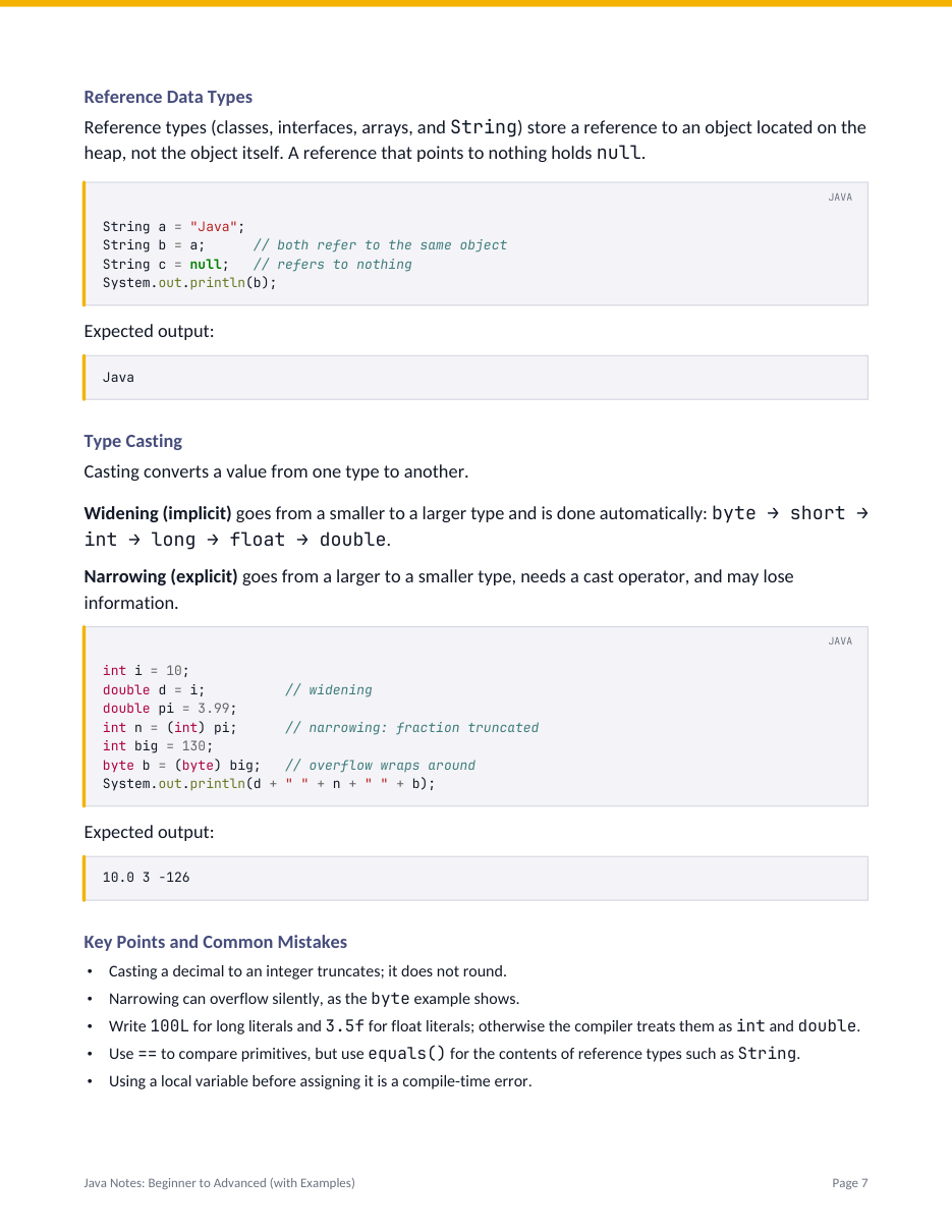 Java Notes: Beginner to Advanced (with Examples) — page 7