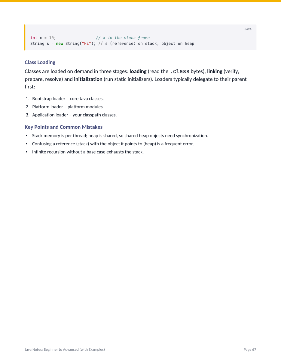Java Notes: Beginner to Advanced (with Examples) — page 67