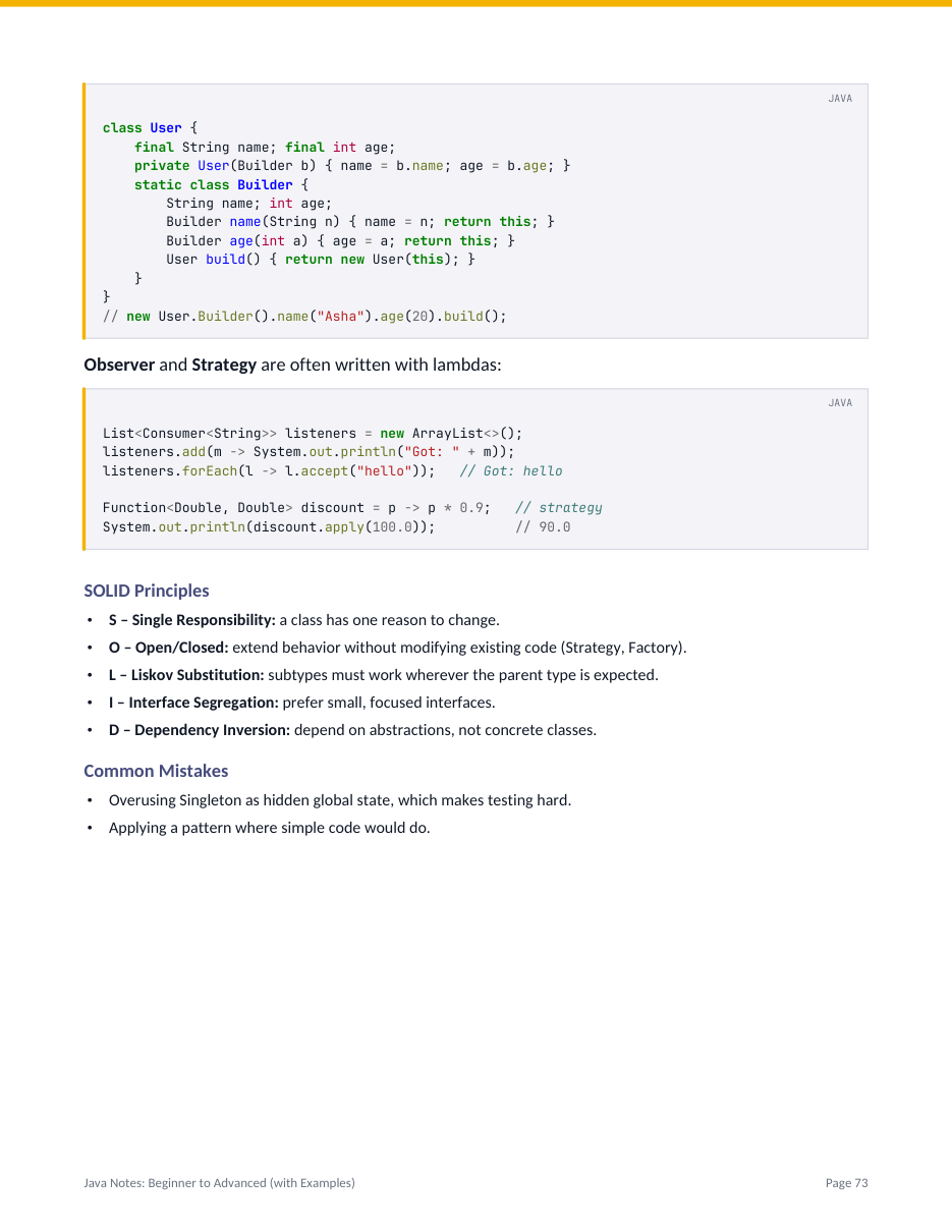 Java Notes: Beginner to Advanced (with Examples) — page 73