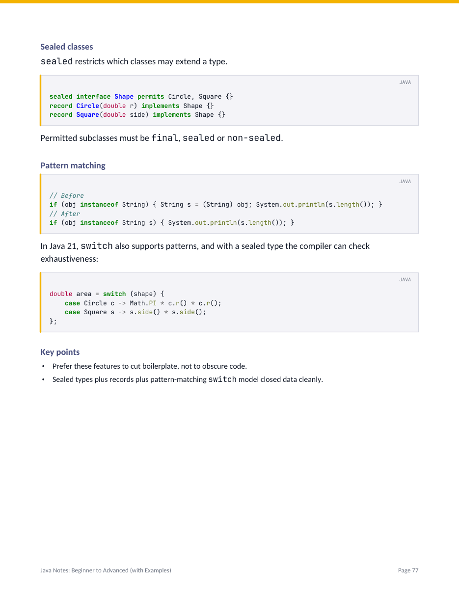 Java Notes: Beginner to Advanced (with Examples) — page 77